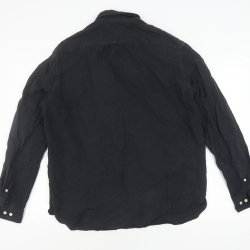 H&M Men's Black Regular Fit Button-Down Shirt L