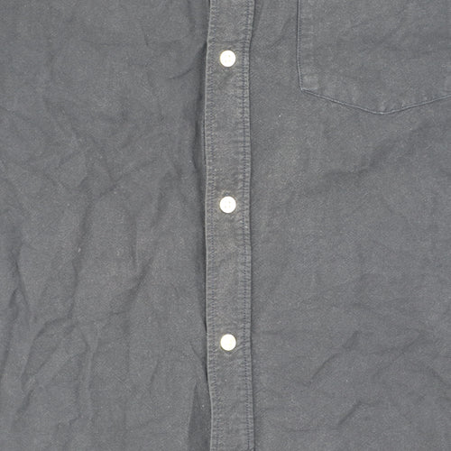 H&M Men's Black Regular Fit Button-Down Shirt L