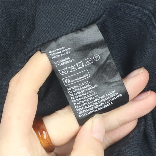 H&M Men's Black Regular Fit Button-Down Shirt L
