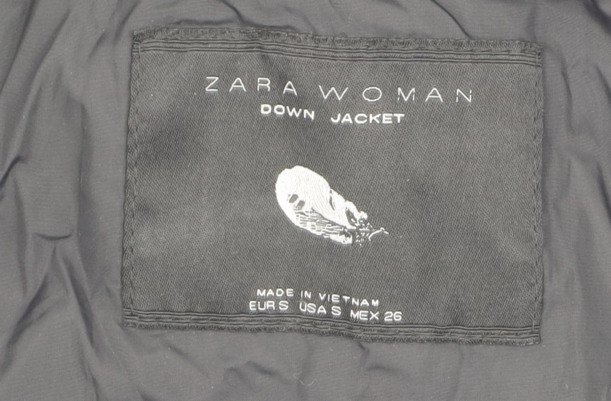 Zara Women's Black Down Puffer Jacket, Size S, Winter Essential