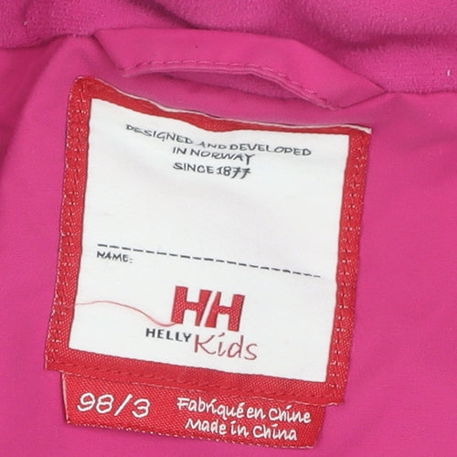 Helly Hansen Girls Pink Colourblock Ski Jacket 3Y