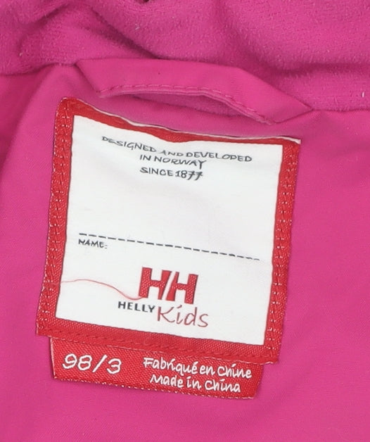 Helly Hansen Girls Pink Colourblock Ski Jacket 3Y