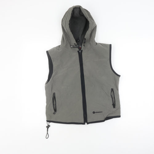Hooch Boys' Black Sleeveless Hooded Gilet, Size 14, Zip Closure