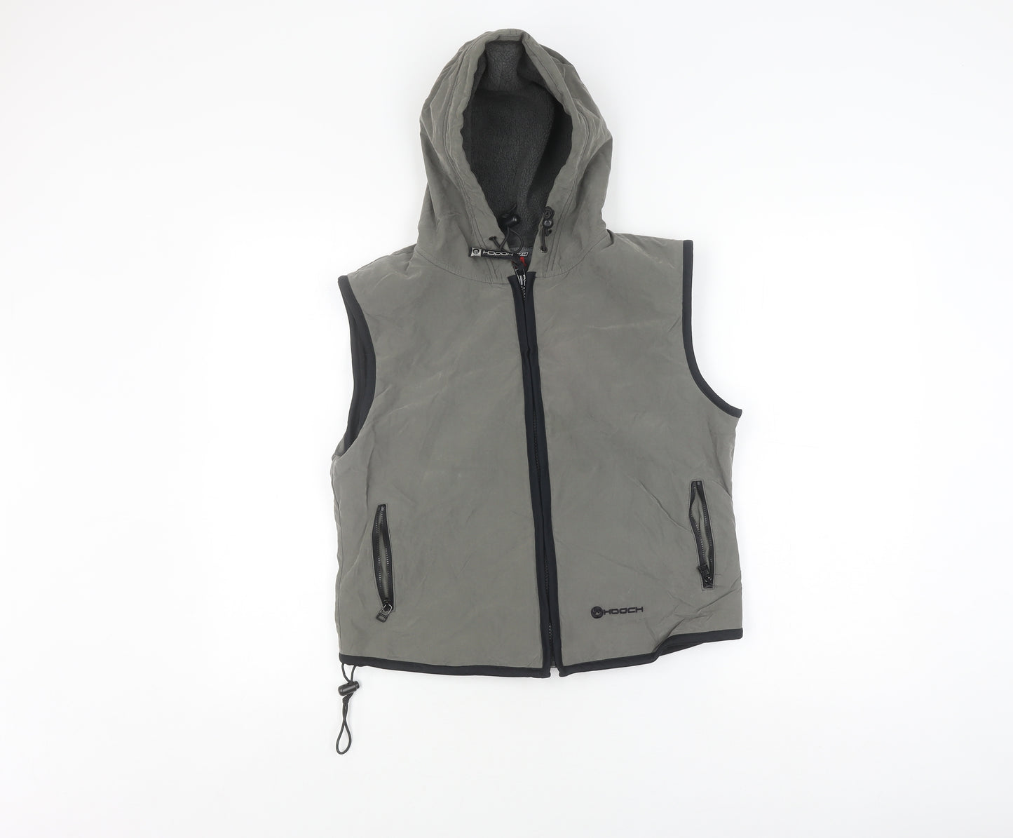 Hooch Boys' Black Sleeveless Hooded Gilet, Size 14, Zip Closure