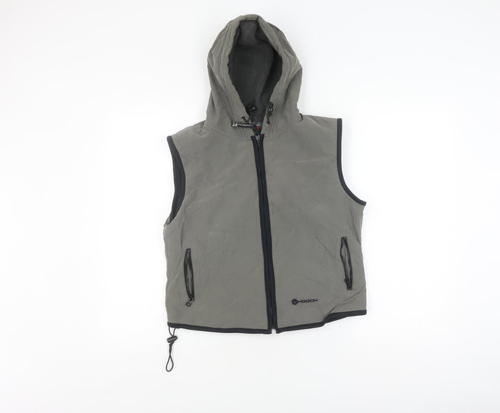 Hooch Boys' Black Sleeveless Hooded Gilet, Size 14, Zip Closure