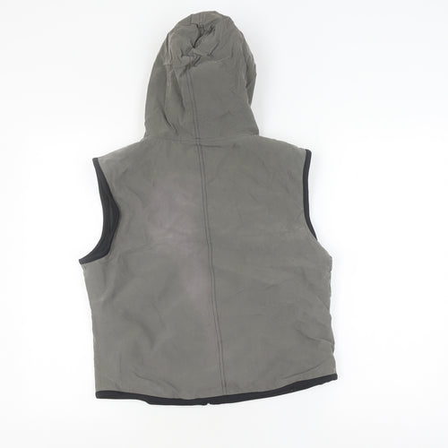 Hooch Boys' Black Sleeveless Hooded Gilet, Size 14, Zip Closure