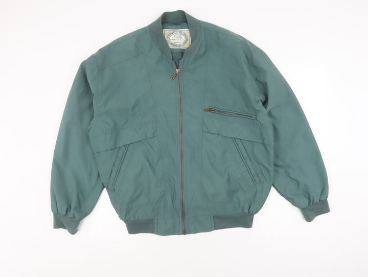 C&A Men's Green Bomber Jacket, Size S, Casual Zip Pockets