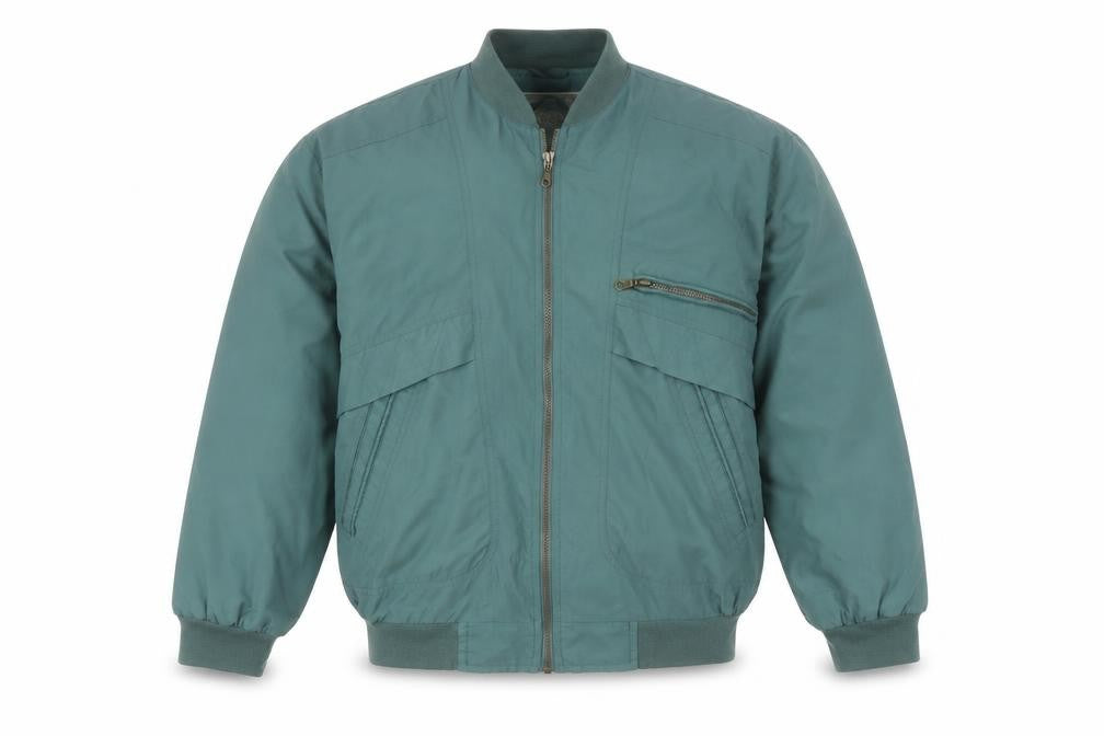 Front view of C&A Men's Green Bomber Jacket, size S, Casual Zip Pockets