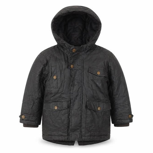 Next Boys Black Parka Coat 2 Years Hooded Mid-Length Autumn