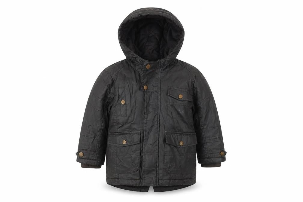 Next Boys Black Parka Coat 2 Years Hooded Mid-Length Autumn