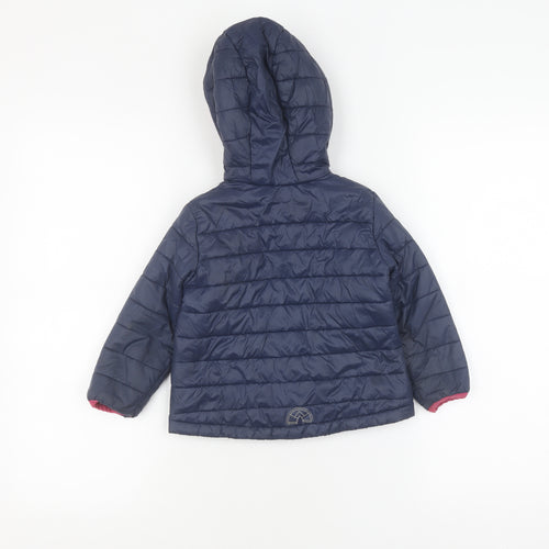 Girls Blue Decathlon Puffer Jacket, Hooded, Size 2-3 Years