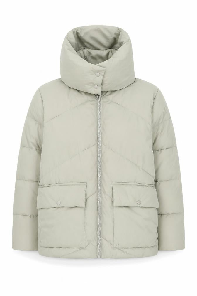 Front view of ASOS DESIGN Women’s Green Puffer Jacket, size UK 38