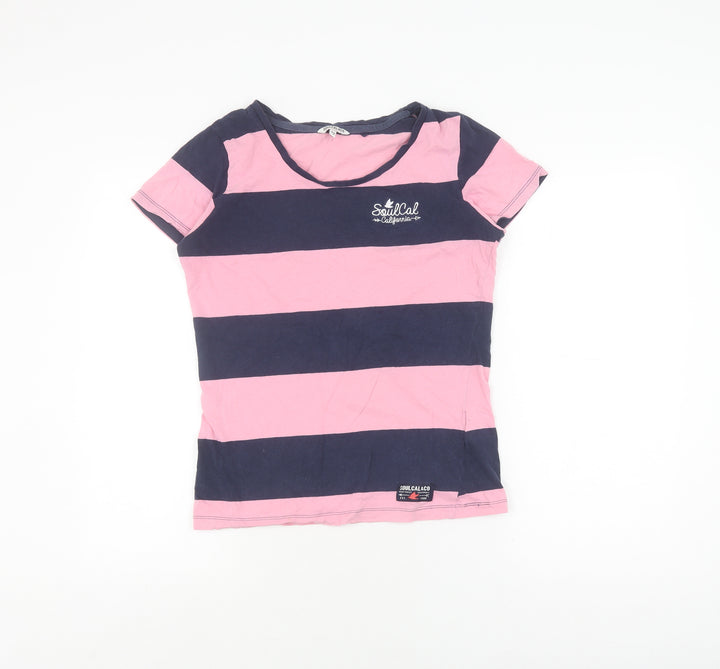 SoulCal & Co Women's Pink Striped T-Shirt, Size 12