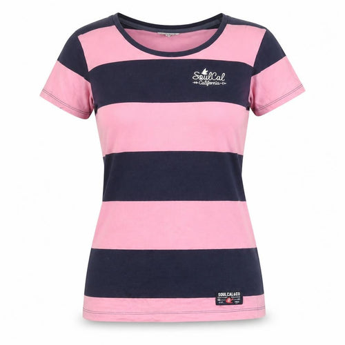 SoulCal & Co Women's Pink Striped T-Shirt, Size 12