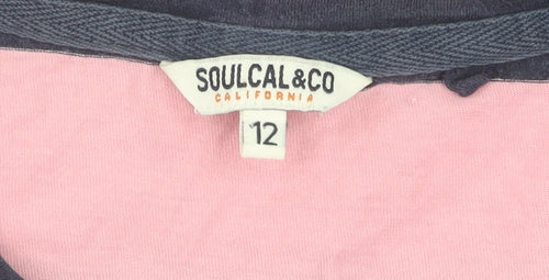 SoulCal & Co Women's Pink Striped T-Shirt, Size 12