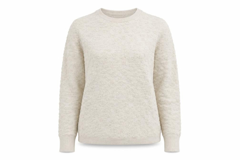 Front view of Oasis Women's Beige Animal Print jumper M