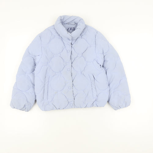 ZARA Girls Blue Quilted Jacket 8 Years Lined Winter
