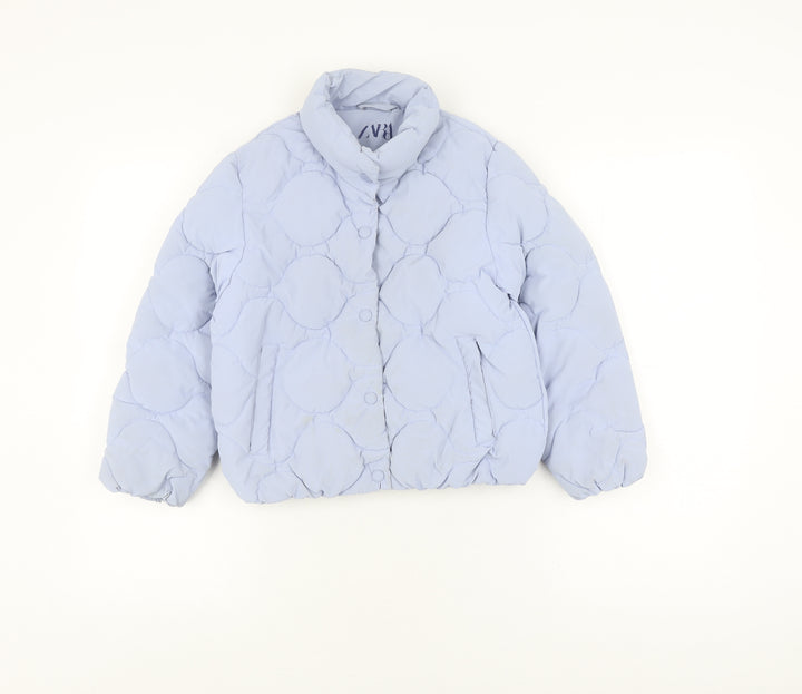 ZARA Girls Blue Quilted Jacket 8 Years Lined Winter