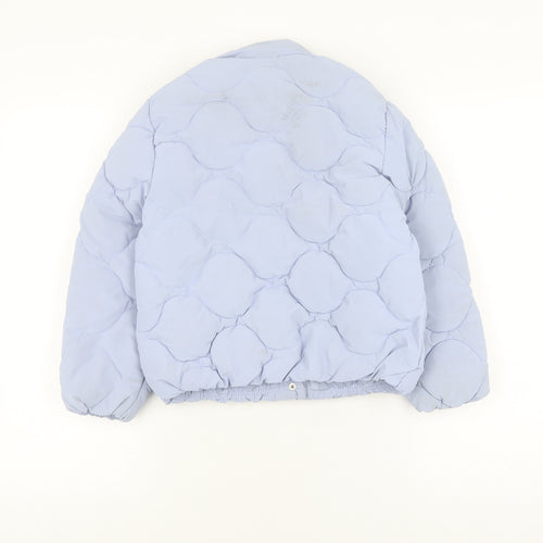 ZARA Girls Blue Quilted Jacket 8 Years Lined Winter