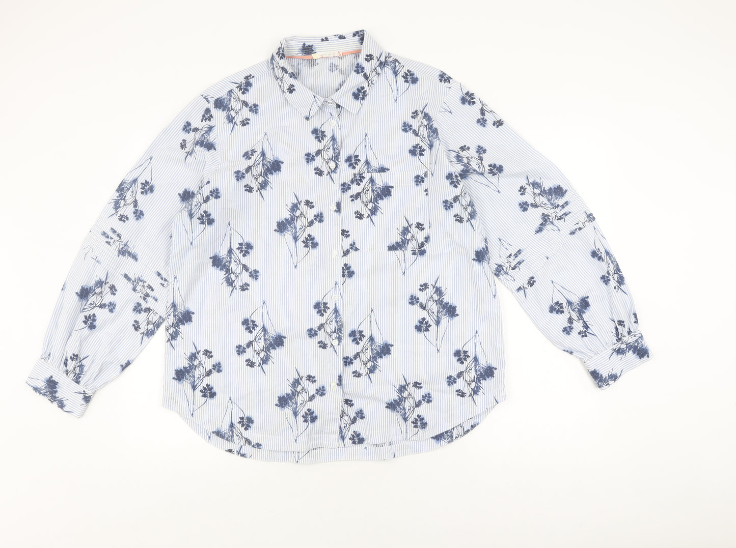 White Stuff Women's Blue Floral Cotton Blouse UK 18