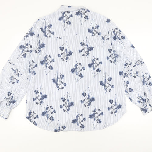White Stuff Women's Blue Floral Cotton Blouse UK 18