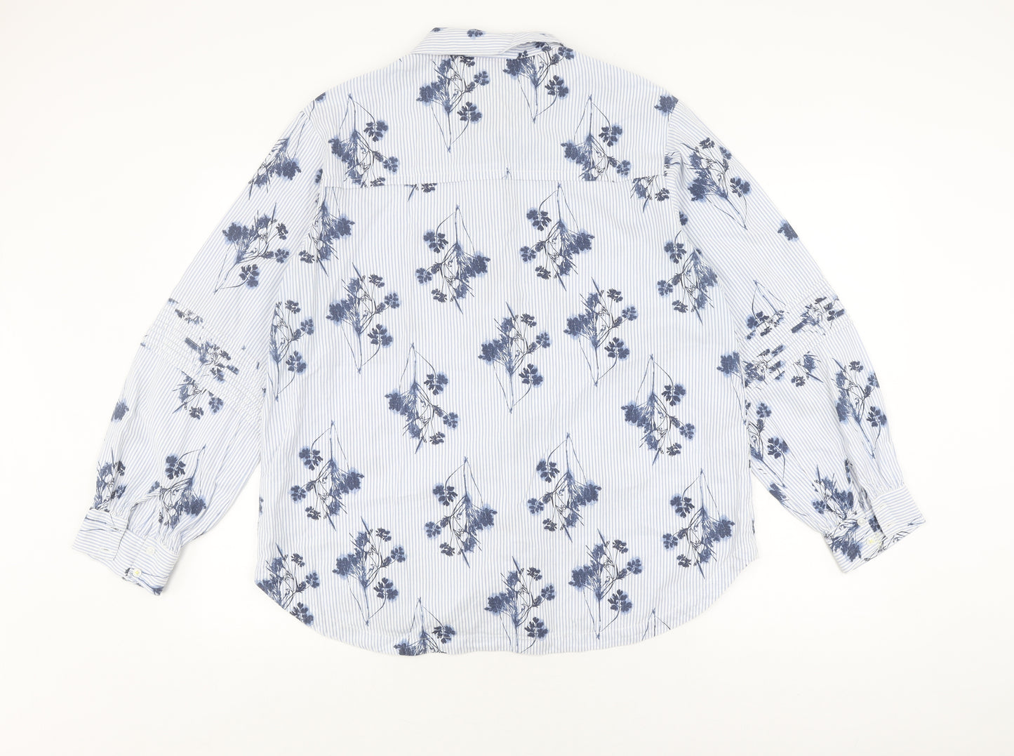 White Stuff Women's Blue Floral Cotton Blouse UK 18