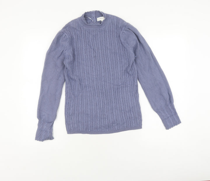 Marks and Spencer Women's Blue Pullover, Size 12, Cable-Knit