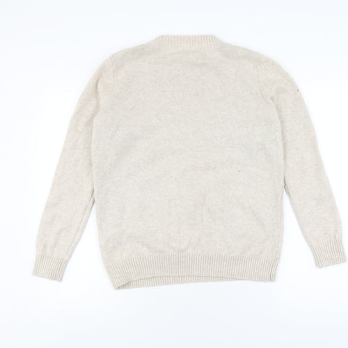 Fat Face Women's Beige Deer Sweater UK 12 Christmas Jumper