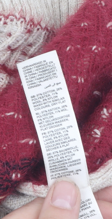 Fat Face Women's Beige Deer Sweater UK 12 Christmas Jumper