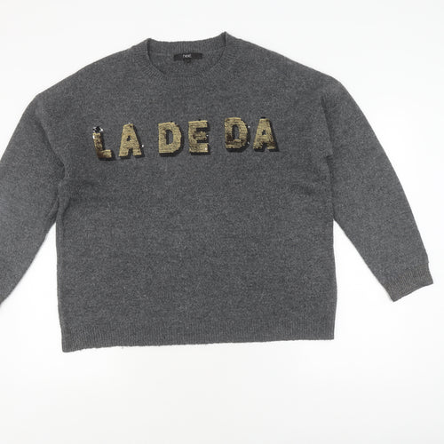 Next Women's Grey Sequin Pullover Jumper, L