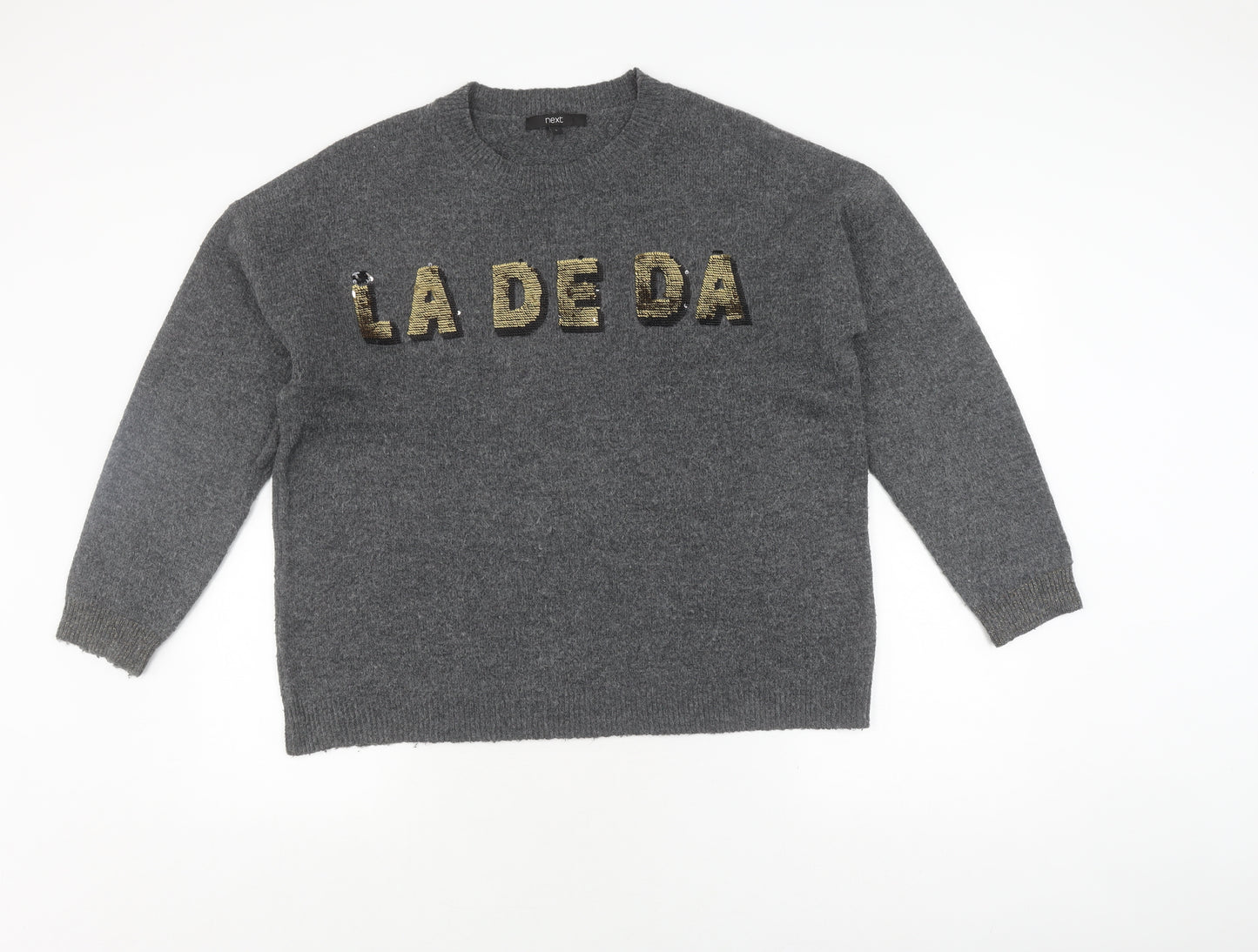 Next Women's Grey Sequin Pullover Jumper, L