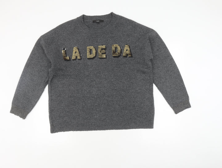 Next Women's Grey Sequin Pullover Jumper, L