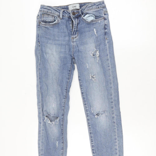 New Look Women's Blue Skinny Distressed Jeans Size 8