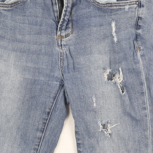 New Look Women's Blue Skinny Distressed Jeans Size 8