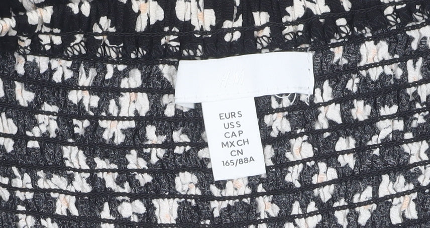 H&M Women's Black A-Line Floral Dress M