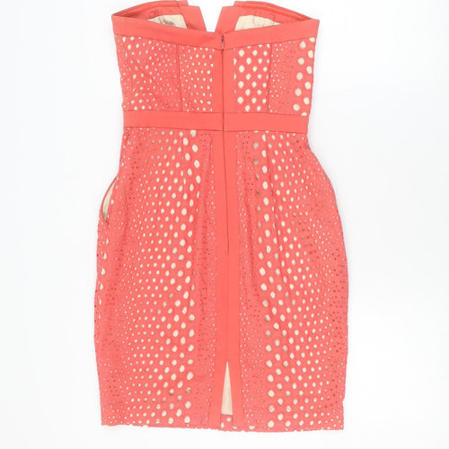 Warehouse Women's Red Cotton Eyelet Sheath Dress Size 8