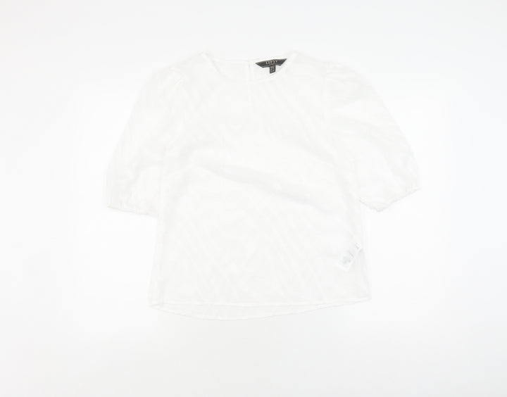 Lipsy Women's White Blouse UK 6 Crew Neck Casual Wear