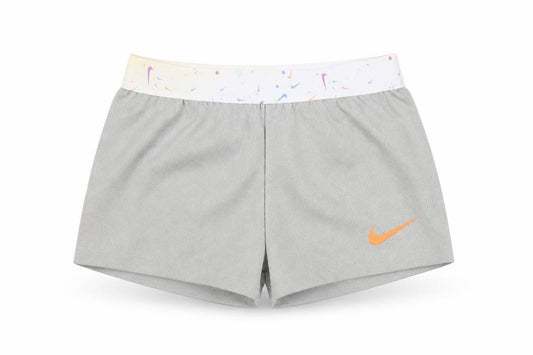 Front view of Nike girls’ athletic grey shorts -, size 6-7, years