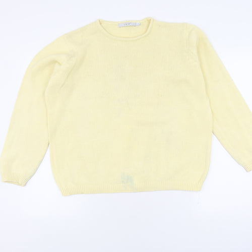 EWM Women's Yellow Crew Neck Cotton Jumper Size L