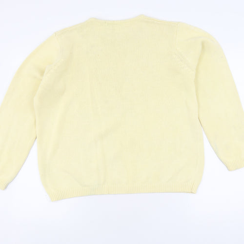 EWM Women's Yellow Crew Neck Cotton Jumper Size L