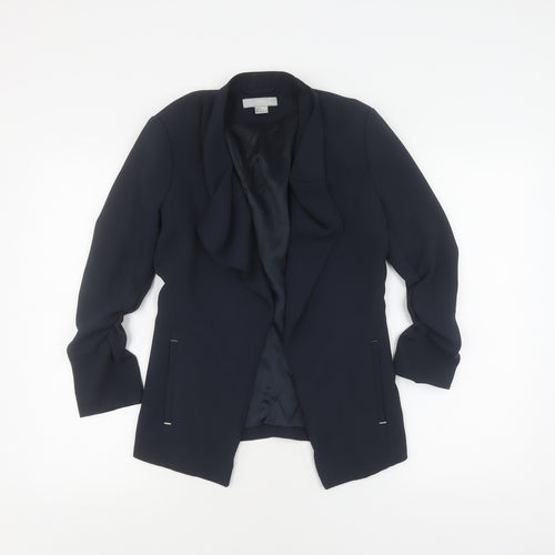 H&M Women Black Blazer Size 4 Long Sleeve Polyester