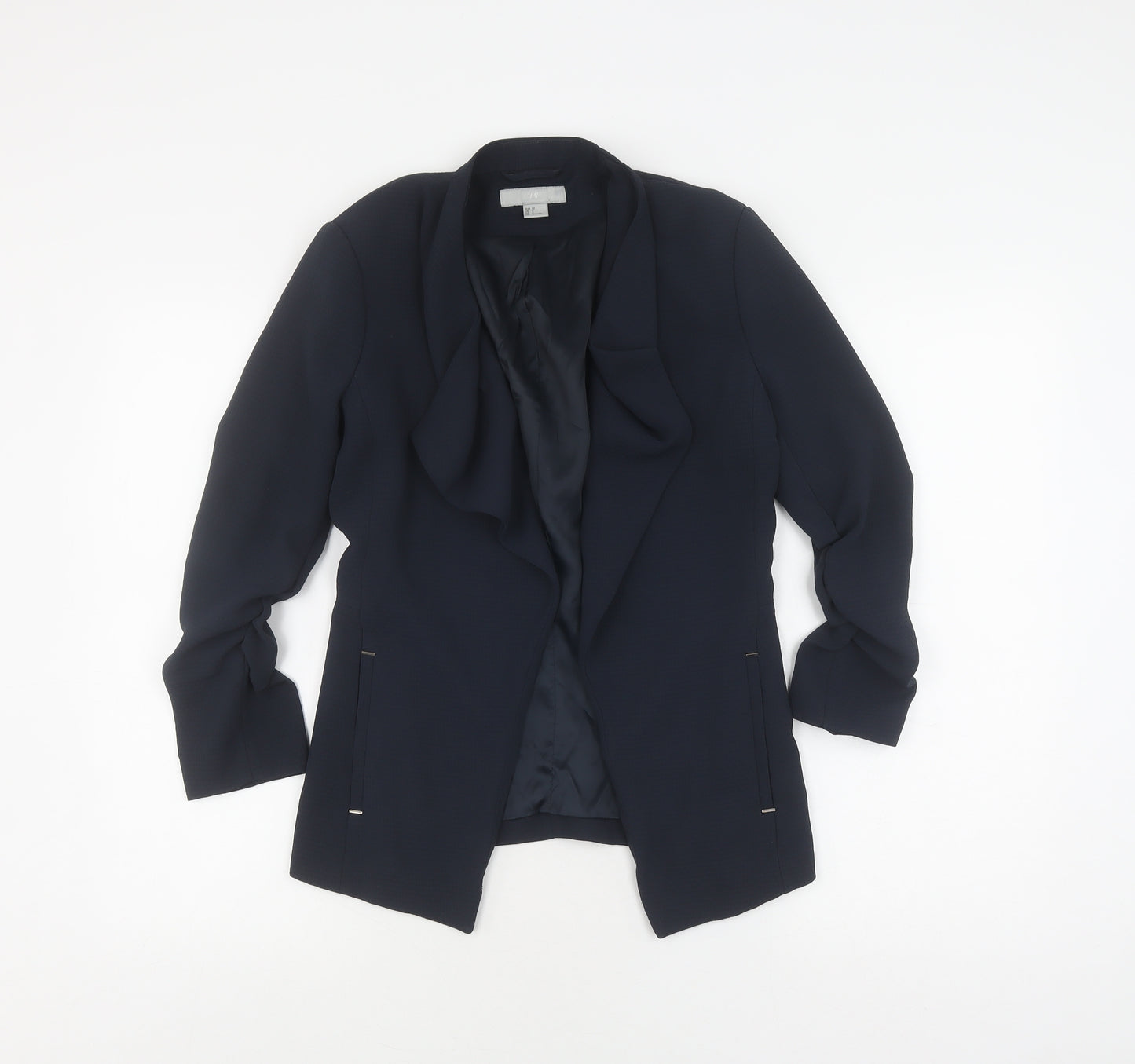H&M Women Black Blazer Size 4 Long Sleeve Polyester