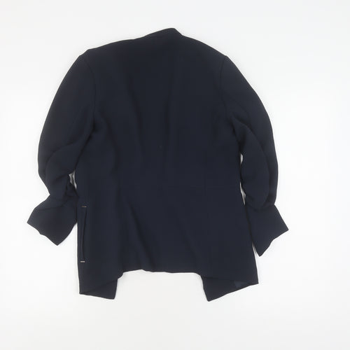 H&M Women Black Blazer Size 4 Long Sleeve Polyester