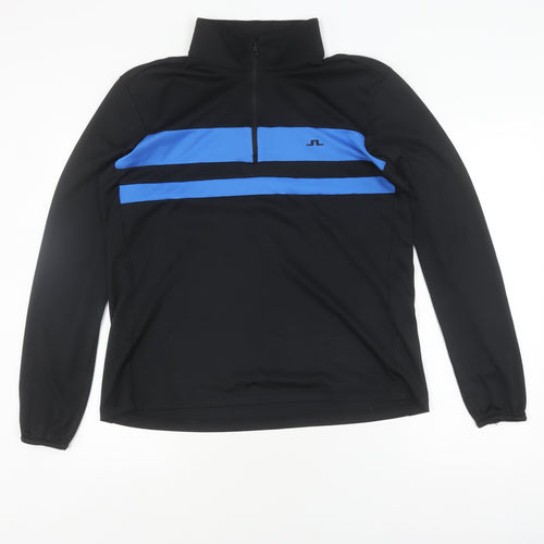 J.Lindeberg Men's XL Black/Blue Track Jacket with 1/2 Zip