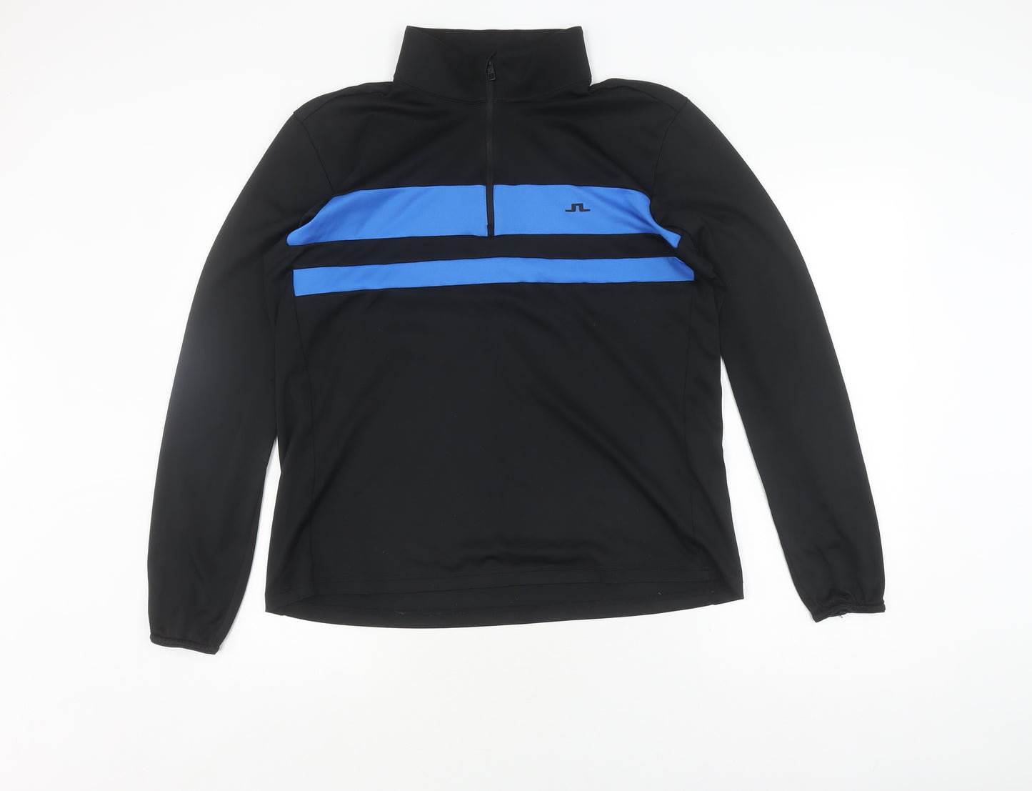 J.Lindeberg Men's XL Black/Blue Track Jacket with 1/2 Zip