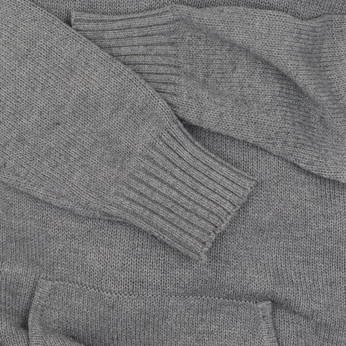 Firetrap Men's Grey Henley Jumper L Size Hooded Cotton