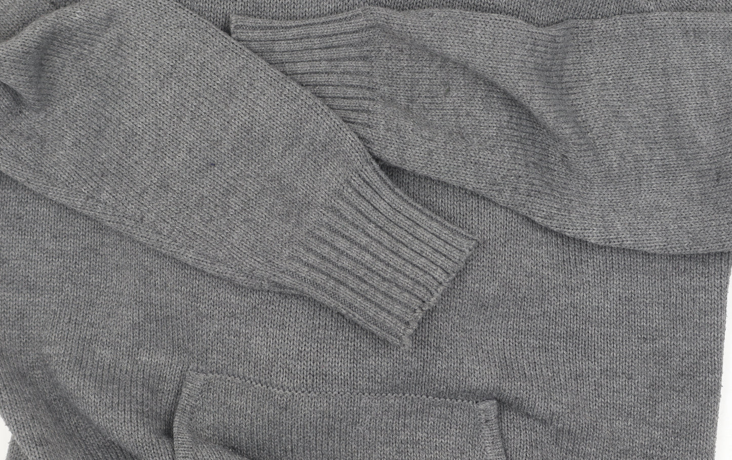 Firetrap Men's Grey Henley Jumper L Size Hooded Cotton