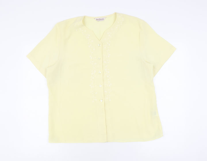 Bon Marché Women's Yellow Embroidered Blouse Size 16