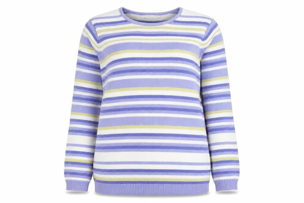 Front view of EWM Women's Multicoloured Stripe jumper L