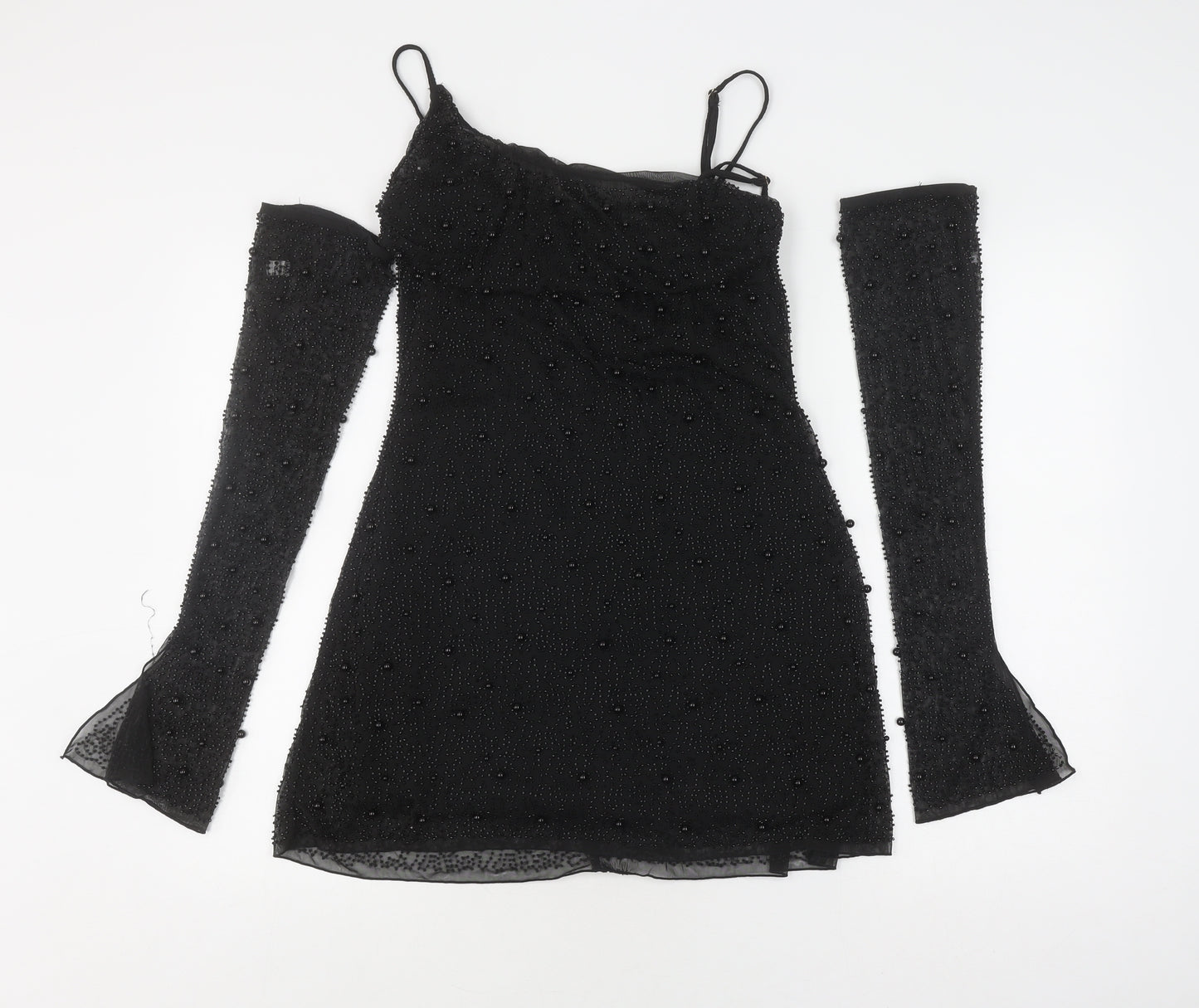 Oh Polly Black Bodycon Mini Dress - Size 12, Party Ready